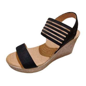 Generic Womens Flat Sandals Ladies Fashion Summer Cloth Open Toe Slope Heel Thick Sole Puff Slides Women Wide Fit For Walking Uk Platform Foot Smart Comfy Com