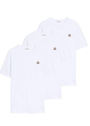 Moncler Logo Cotton T-shirt - set of Three - White - Xxxl