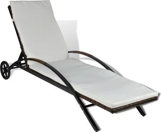vidaXL Vidaxl - Lettino Prendisole con Cuscino e Ruote in Polyrattan Marrone