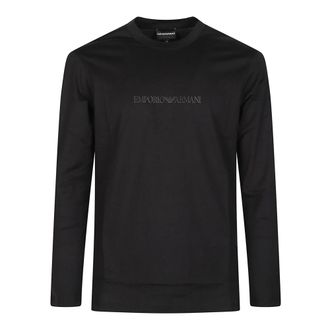 Emporio Armani Logo Print Slim Fit Long Sleeve T-Shirt - Heren - Longsleeves - Zwart - L - Katoen - Tops