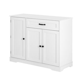 STILVORA Aparador Con 3 Puertas, 1 Caj&oacute;n Y Estantes Ajustables, En Mdf, Blanco, Para Sal&oacute;n, Comedor Y Entrada
