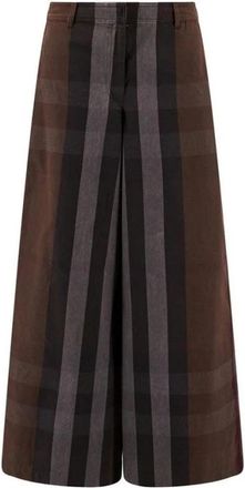 Burberry Cotton Casual Pants - Dames - Wijde Broeken - Bruin - M - Katoen - Broeken