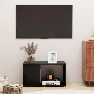 vidaXL Vidaxl - Mueble De Tv Madera Contrachapada Negro 60x24x32 Cm