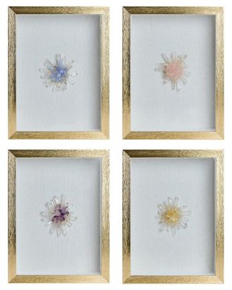 Tozai Home Home Set Of 4 Crystal Cluster Flower Shadow Box Wall Art