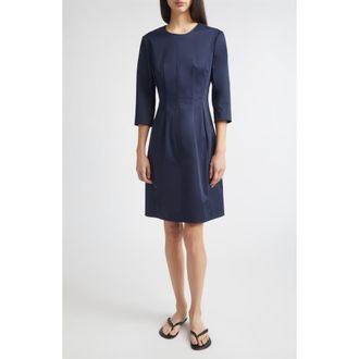 Nellie Partow Blair Stretch Cotton Sheath Dress in Navy at Nordstrom, Size 10