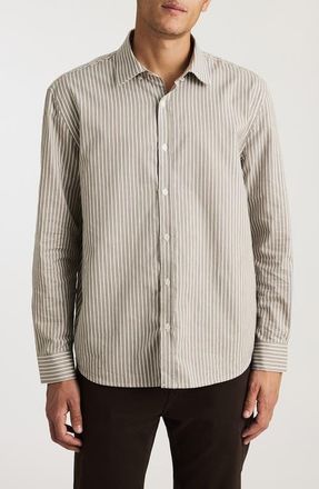 Mavi Stripe Flannel Button-Up Shirt in Gray Flannel Zemin White Stp at Nordstrom, Size Xx-Large