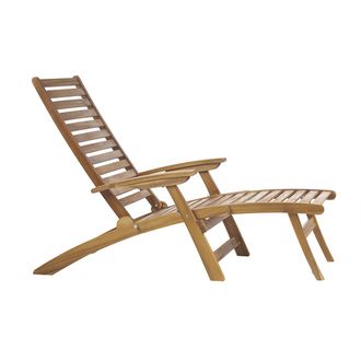 Miliboo Tumbona Reclinable Con 3 Posiciones De Madera Maciza Rio
