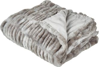 Beliani Manta De Poli&eacute;ster De Piel Sint&eacute;tica Ropa De Cama Peluda Moderna Para Dormitorio Gris Macodes