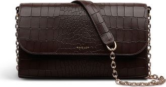 Radley London The Rathbone - Faux Croc Micro Flapover Crossbody Bag in Dark Oak at Nordstrom