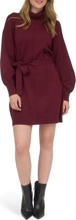 August Sky Long Sleeve Turtleneck Sweater Minidress in Red Wood at Nordstrom Rack, Size Medium