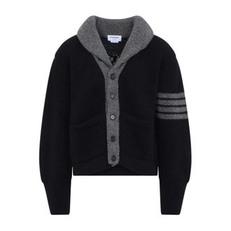 Thom Browne 65 Jersey Collar Cardigan - Heren - Truien - Zwart - Maat: L Jersey