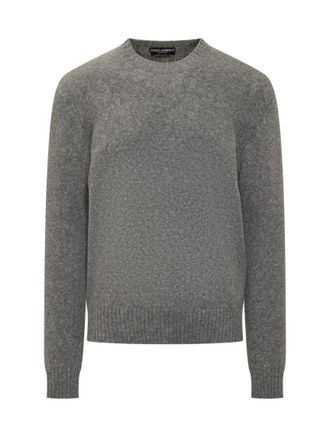 Dolce & Gabbana Grey Solid Crew Neck Sweaters