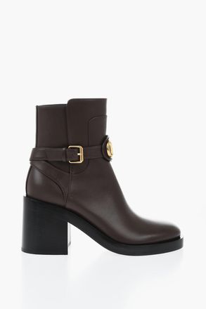 Valentino Stivaletti in Pelle con Cinturino Logato alla Caviglia 9cm Valentino
