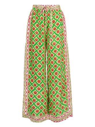 Celia B Tenerife floral-print trousers - women - Viscose/Rayon - L - Green