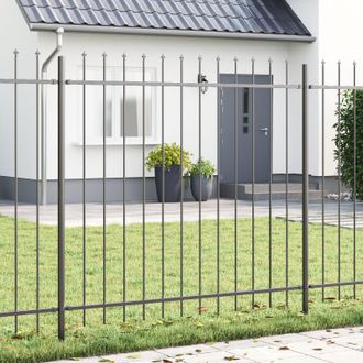 Berkfield Home Garden Fence with Spear Top - Grey, 5.1 x 1.5 m, Made of Steel in Grey