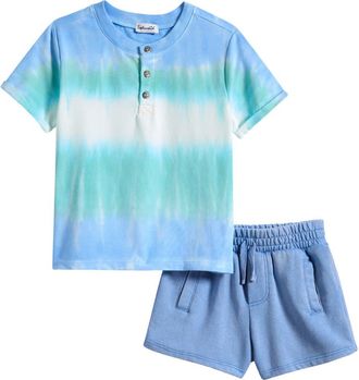 Splendid Kids Sea Blast Tie Dye Henley & Shorts Set at Nordstrom, Size 2T