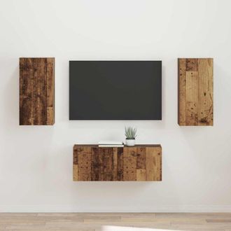 vidaXL Conjunto De Mueble De Tv Montaje En La Pared 2 Pcs Madera Vieja Vidaxl
