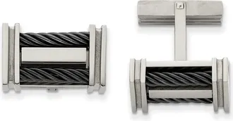 Diamond2Deal Titanium Polished Black IP-plated Wire Cuff Links