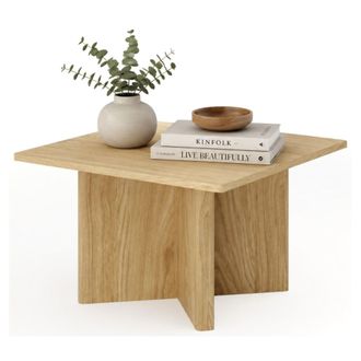 Dmora Mesa De Centro Kasinaba, Forma Cuadrada, Color Tablero Marr&oacute;n, Estructura Tono Roble, 80x80x49h Cm Marr&oacute;n Roble