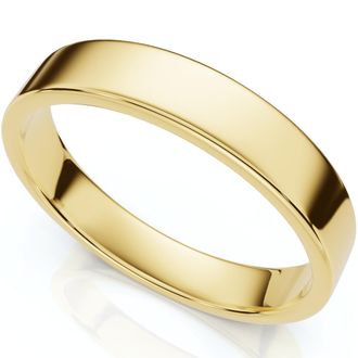 Pompeii3 4mm Flat High Polished Wedding Band 10K Yellow Gold Size Selectable