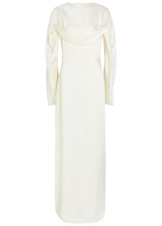 Stella McCartney Stella Mccartney Draped Cape-effect Satin-crepe Gown - Cream - 42 (UK10 / S)