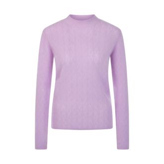 Marc Cain Fijne Gebreide Pullover - Dames - Ronde hals truien - Paars - XL - Truien & Vesten