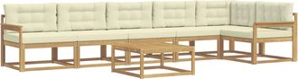 vidaXL Conjunto De Sof&aacute;s De Exterior 7 Uds. Blanco Y Crema Poli&eacute;ster Vidaxl