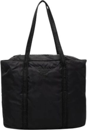 Prada Pre-owned Tote Bags, female, Black, Size: ONE SIZE Pre-owned Nylon Tote Bag