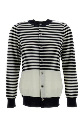 Junya Watanabe Black White Striped Lightweight Knit Cardigan