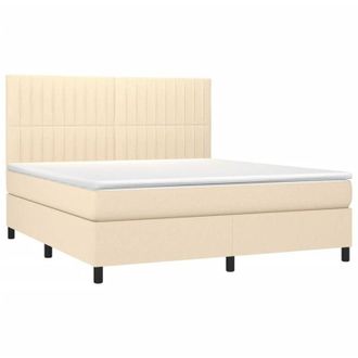 vidaXL Vidaxl - Cama Box Spring Con Colch&oacute;n Tela Color Crema 160x200 Cm