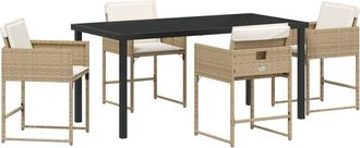 vidaXL Garden Dining Set with Cushion Folding 5 pcs Beige Poly rattan vidaXL