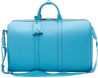 Gucci Blue Gg Rubber Effect Nylon Large Duffel (Authentic Pre-Loved)