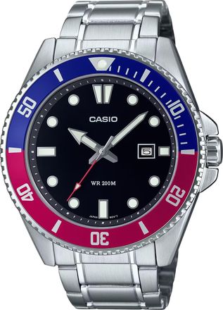 Casio Mens Stainless Steel and Pepsi Bezel Dive Watch - MDV-107D-1A3VDF