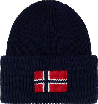 Napapijri Dark Blue Wool And Acrylic Beanie Hat