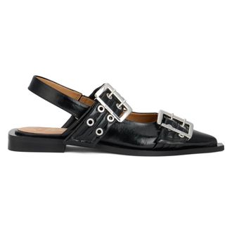 Ganni Ballerinas, female, Black, Size: 10 US Flat Ballerinas with Buckle
