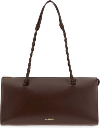 Jil Sander Dark Brown Smooth Leather Shoulder Bag