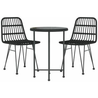 vidaXL Juego De Comedor De Jard&iacute;n 3 Piezas Rat&aacute;n Sint&eacute;tico Negro Vidaxl