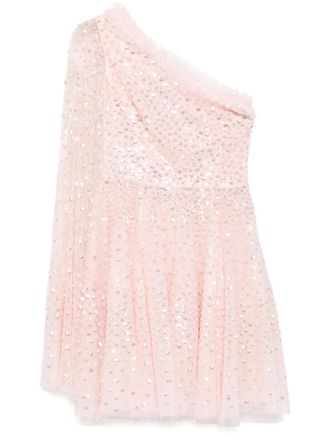 Needle & Thread one shoulder dress - women - Recycled Polyester/Recycled Polyester/Recycled Sequins - 10 - Pink
