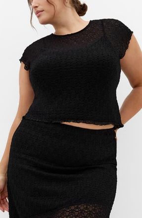 City Chic Brie Lace Knit Top in Black at Nordstrom, Size 22W