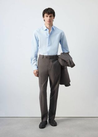 Mango Camicia relaxed fit in misto cotone e lyocell celeste - Uomo - XXL - MANGO MAN