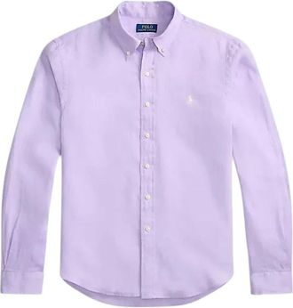 Polo Ralph Lauren Linnen Shirt op Maat - Heren - Casual Overhemden - Paars - L - Linnen - Overhemden