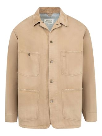 Maison Margiela herringbone-weave shirt jacket - men - Polyester/Cotton/Cotton - 46 - Neutrals