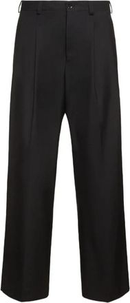 Laneus Flanellen broek in zwart wol - Heren - Slim Fit Broeken - Zwart - M - Wol - Broeken