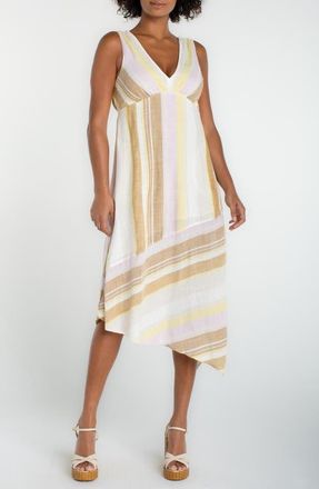 Liverpool L.A. Asymmetric Hem Sleeveless Midi Dress in Neapolitan Multi at Nordstrom, Size X-Small