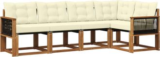 vidaXL Conjunto De Sof&aacute;s De Exterior 5 Uds. Natural Y Crema Vidaxl