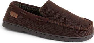 Dearfoams Mens Keaton Twill House Shoe Moccasin Slipper
