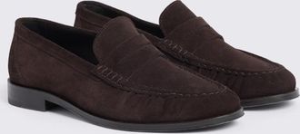 Moss Italian Suede Brown Ruched Loafers