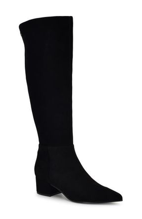 Nine West Morgin Pointed Toe Knee High Boot in Black Suede at Nordstrom, Size 6.5