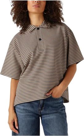 Second Female Zilveren Polo Top voor Vrouwen - Dames - Polos - Bruin - XS - Wol - Tops