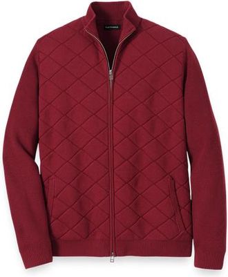 Paul Fredrick Cotton Full Zip Mock Neck Sweater Jacket in Burgundy at Nordstrom, Size Xx-Large